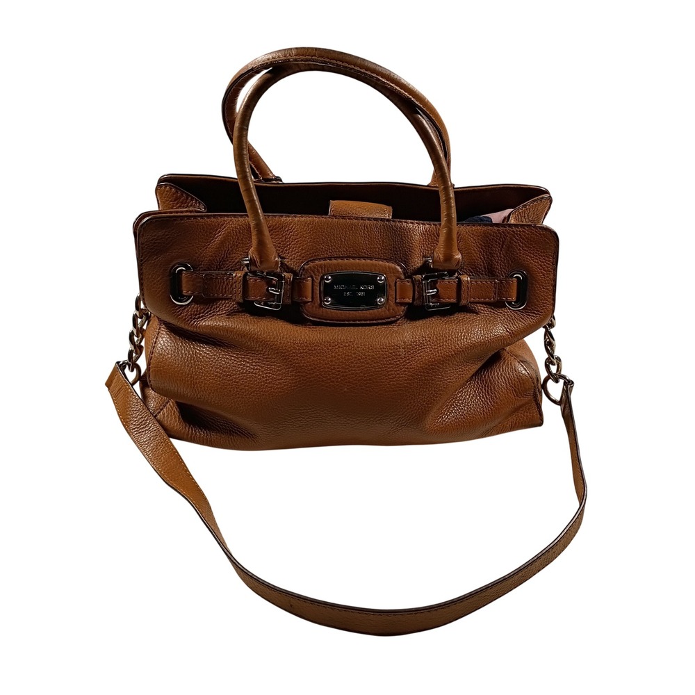 Michael Kors Hamilton Satchel Women Large‎ Luggage Brown Pebbled Leather